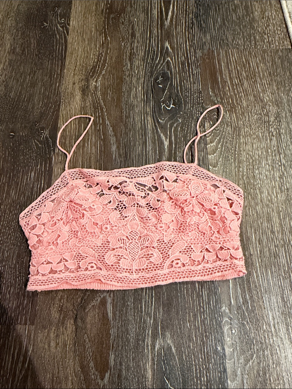 Free people Lace Crochet Pink Crop Cami Top